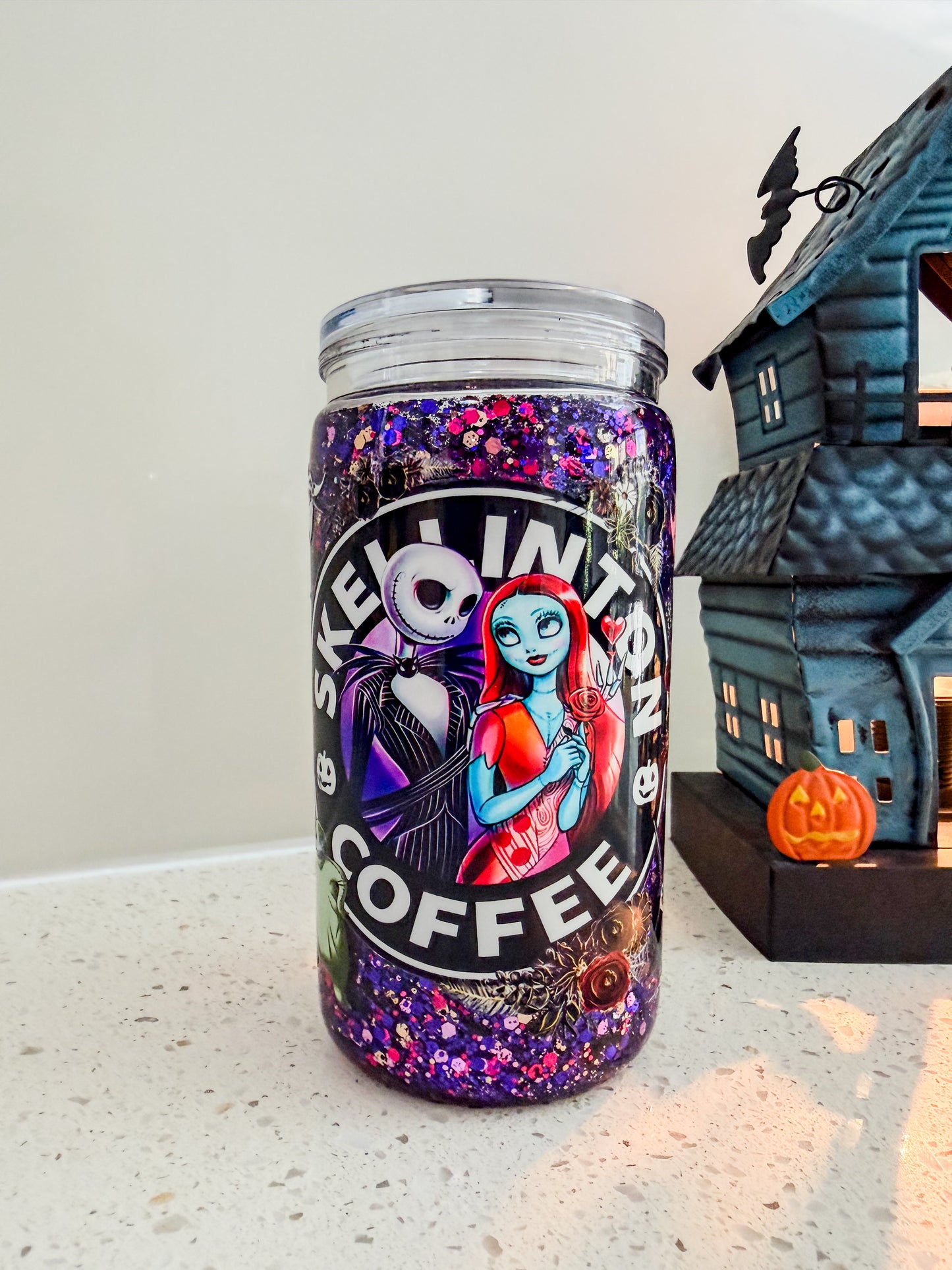 Skellington Inspired Snow Globe Tumbler
