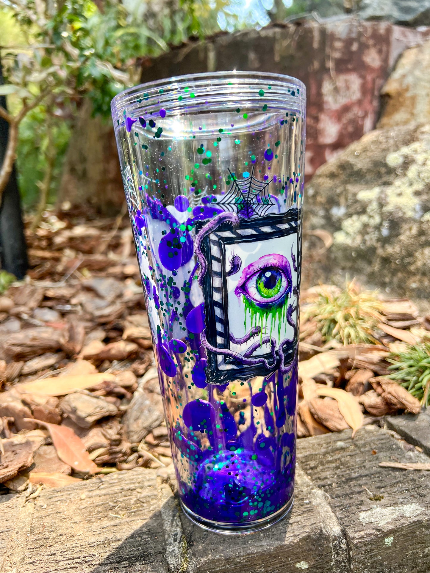 Afterlife Vibes Halloween Tumbler | Purple & Green Glitter Lava Drip Cup 24oz