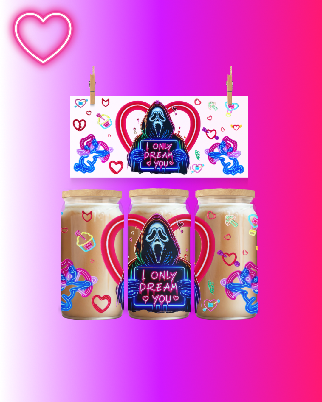 💖 Spooky Love UV DTF Cup Wrap – 16oz