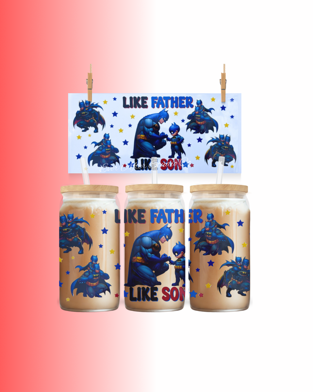 Batman Father & Son Cup Wrap UV DTF – To Suit 16oz Tumbler