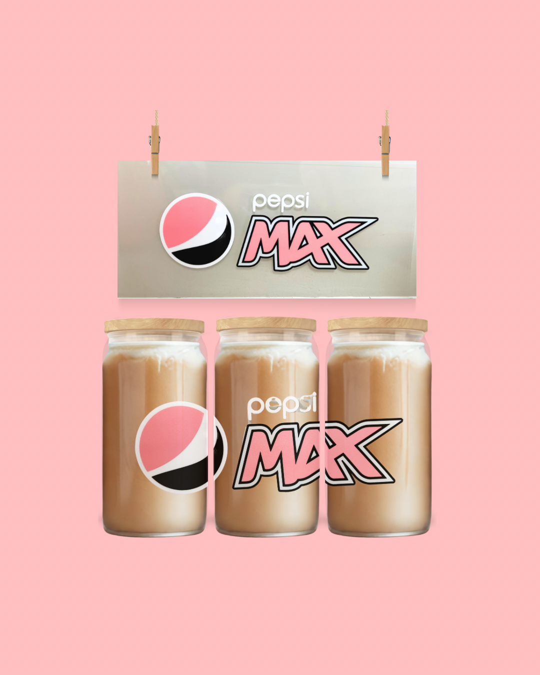 Pink Pepsi Max Retro-Inspired UV DTF Cup Wrap – To Suit 16oz Tumbler