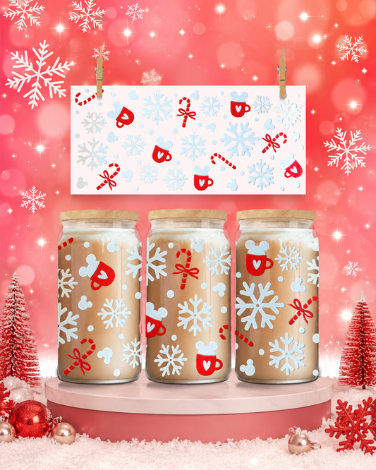 🎄 Merry Mouse Christmas Mug UV DTF Cup Wrap – 16oz