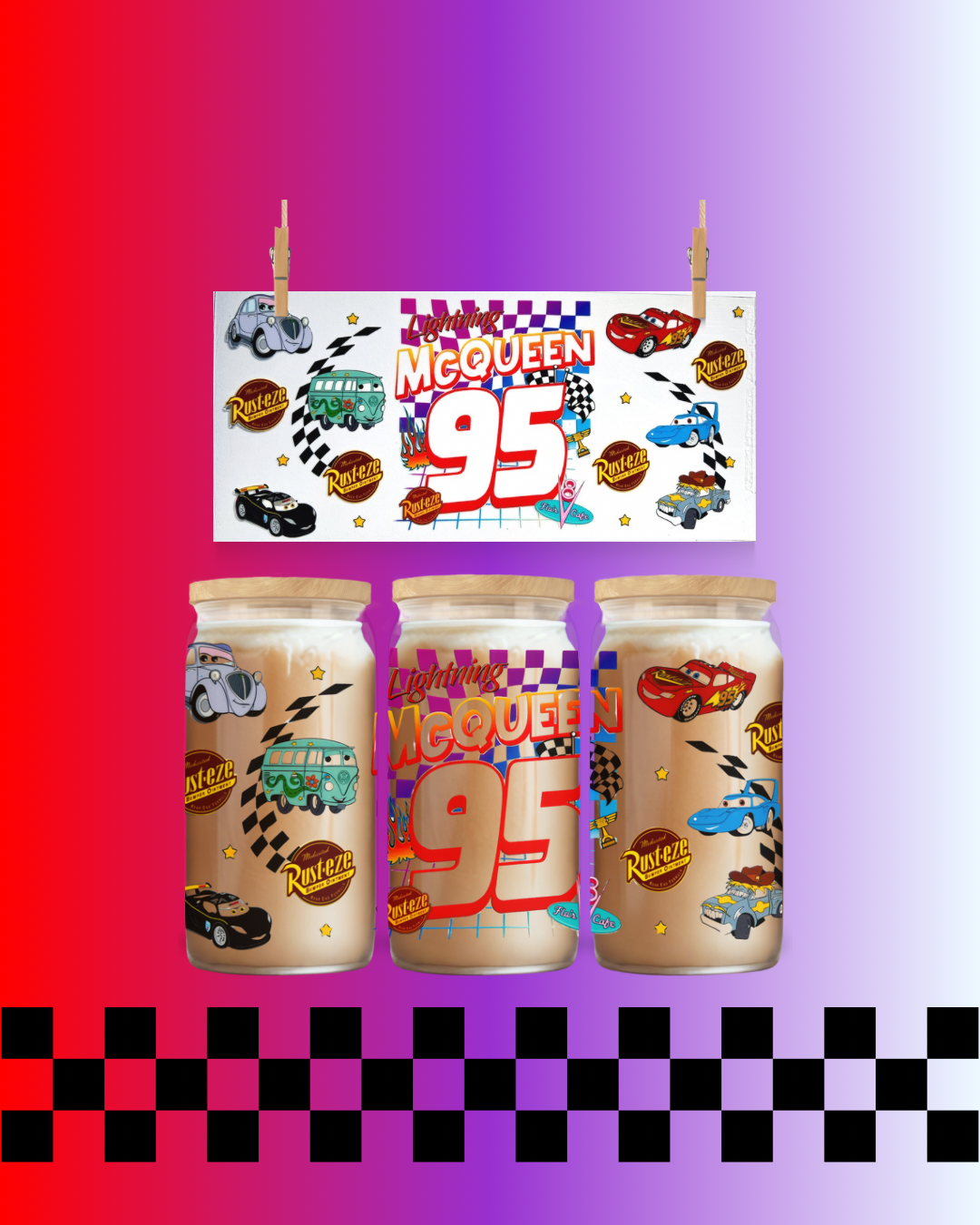 95 Racing Design for 16oz Tumblers – Kids Movie Inspired Cup Wrap