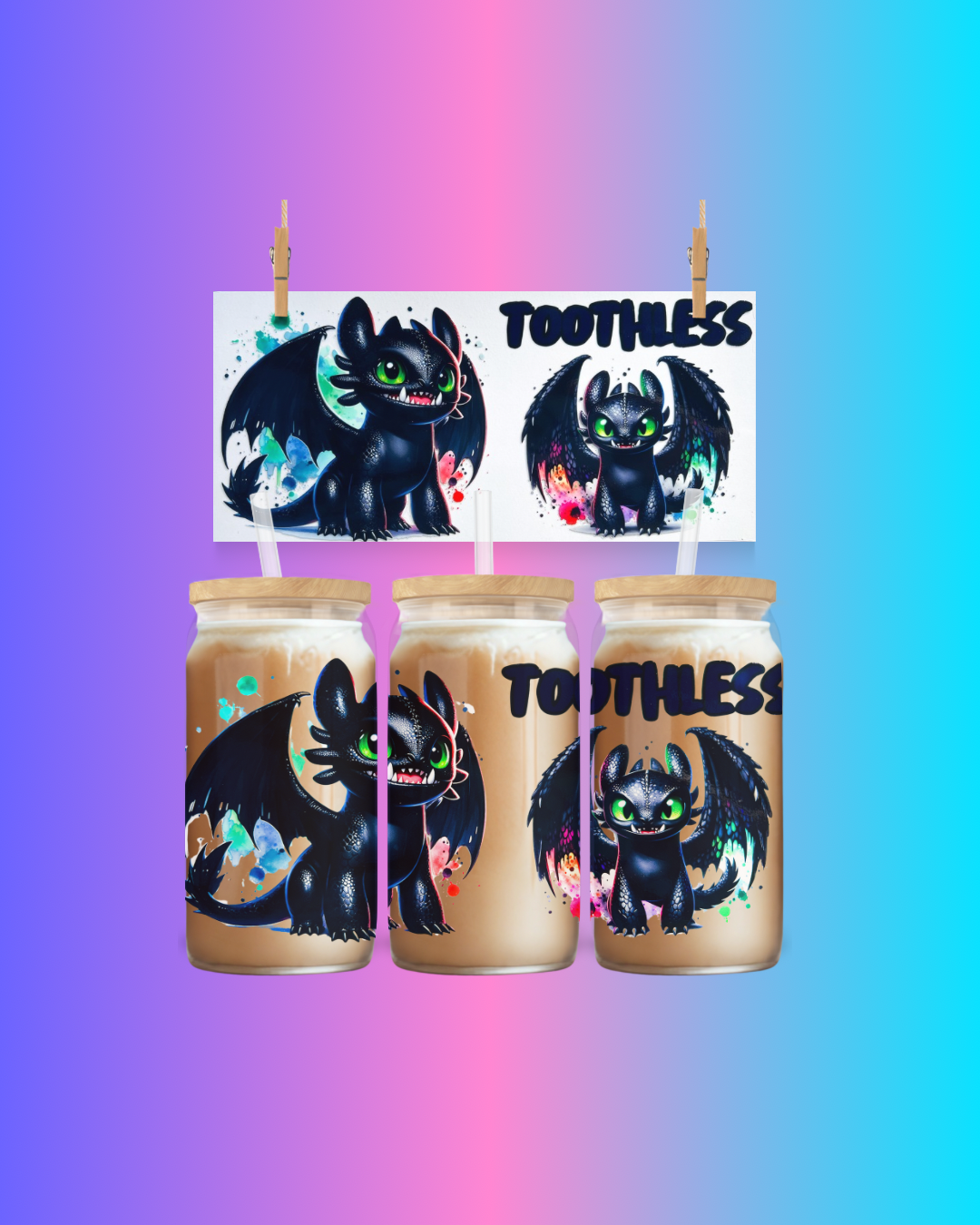 Midnight Dragon UV DTF cup Wrap – 16oz