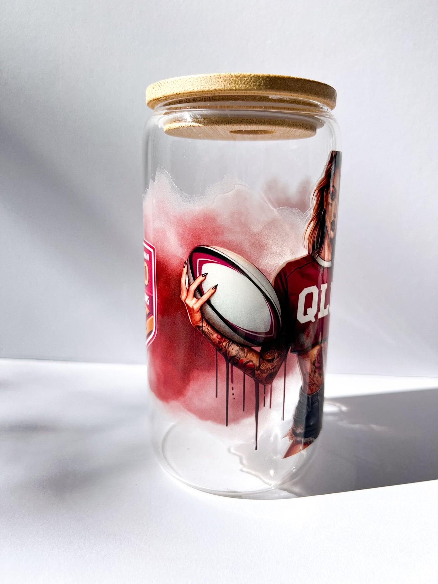 State of Origin Clear Glass Cup – QLD 16oz