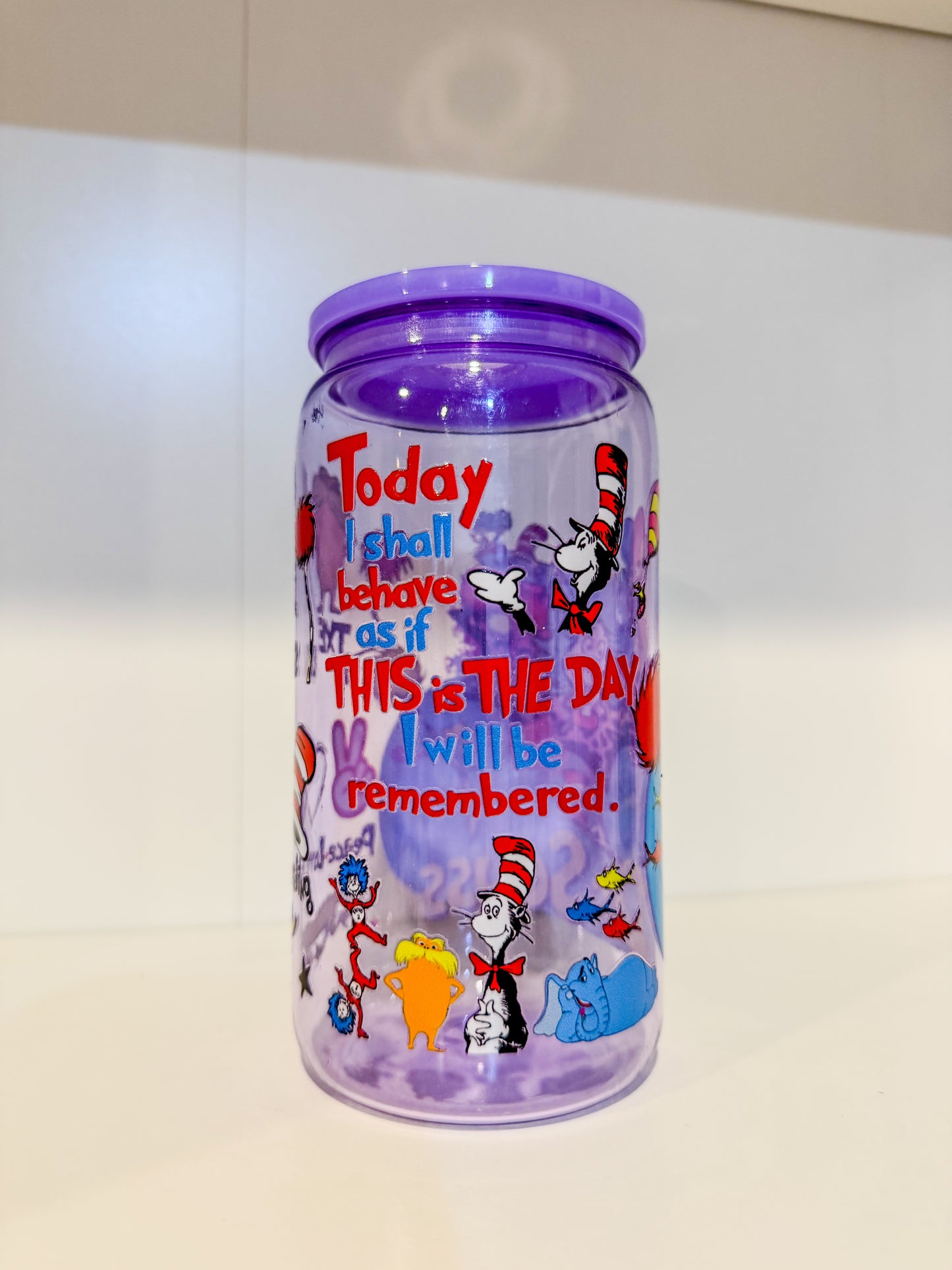 Dr. Seuss Inspired 16oz Purple Acrylic Reading Cup – Love Reading Teacher Tumbler