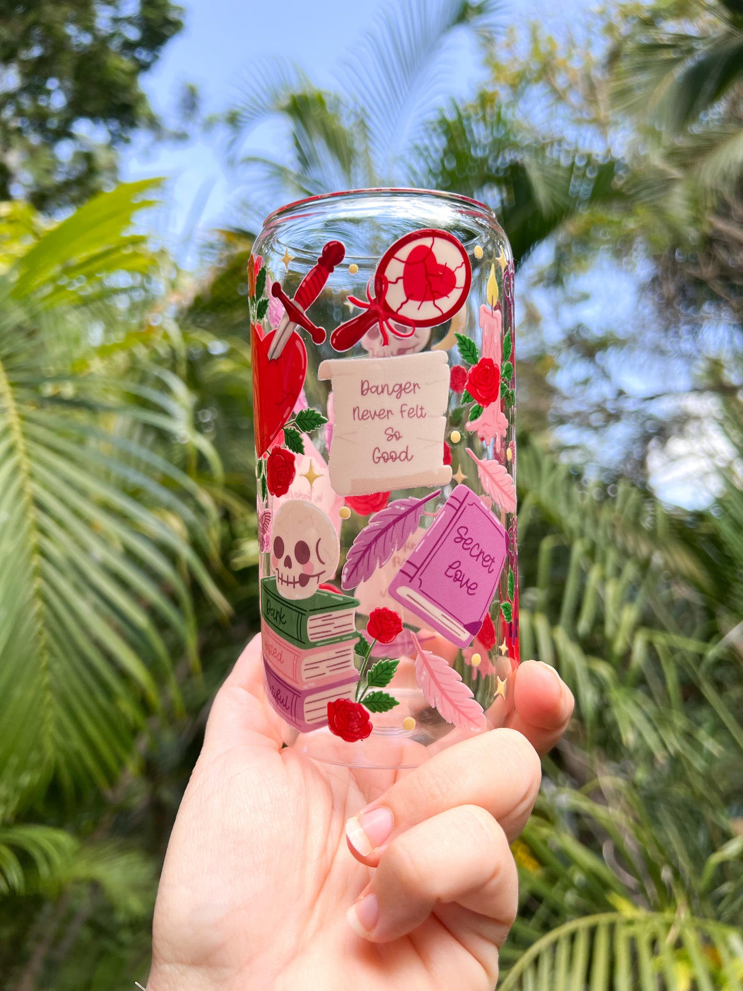 Dark Romance Bookish 16oz Glass Tumbler | Double-Sided Design