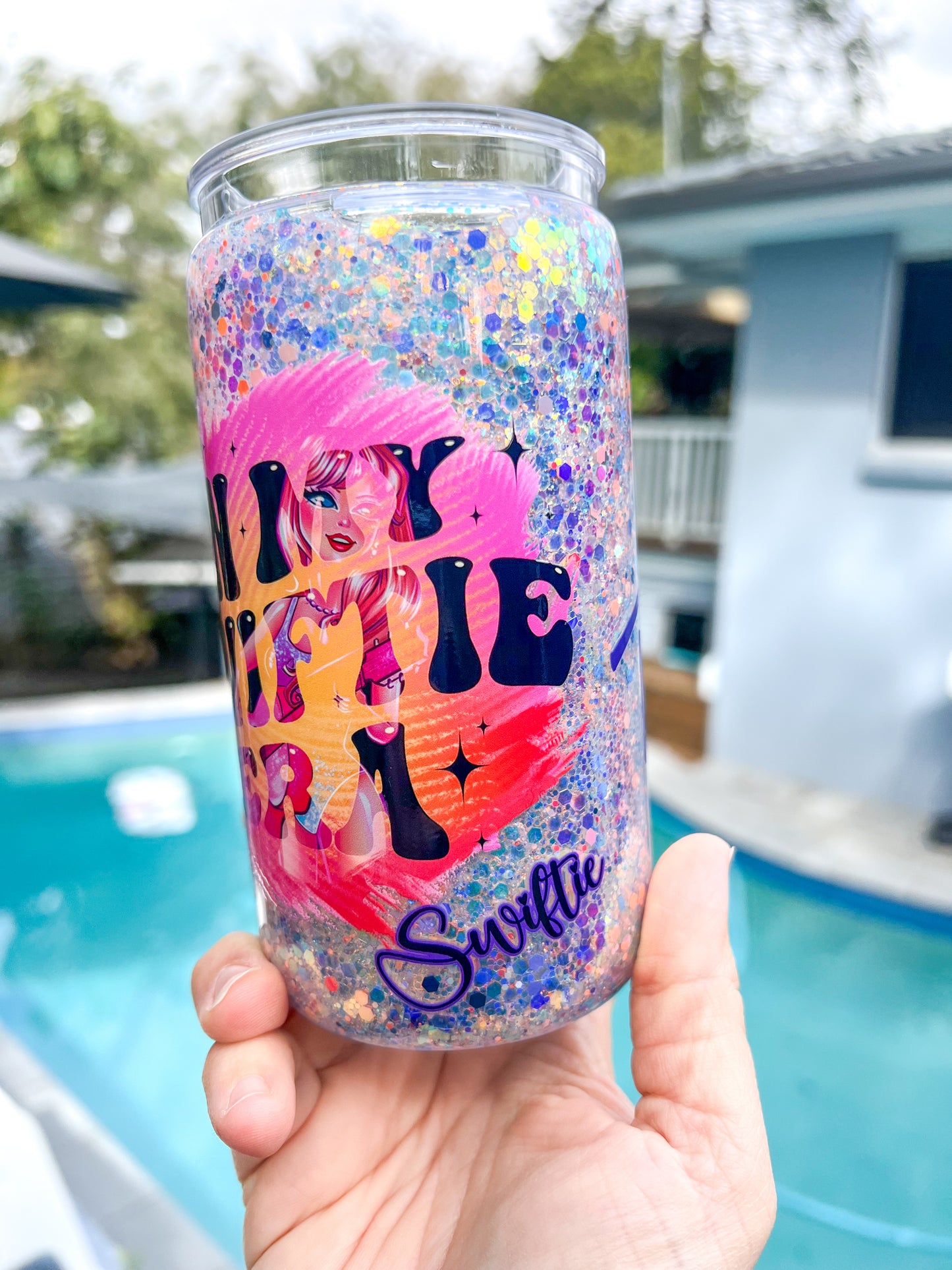 The Eras Icon Glitter Snow Globe Cup 16oz Acrylic