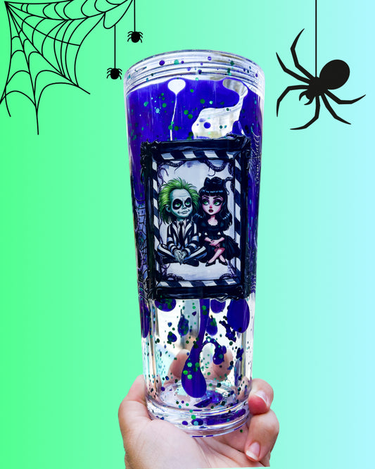 Afterlife Vibes Halloween Tumbler | Purple & Green Glitter Lava Drip Cup 24oz