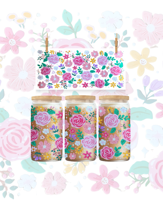 🌷 Enchanted Rose Garden UV DTF Cup Wrap – 16oz