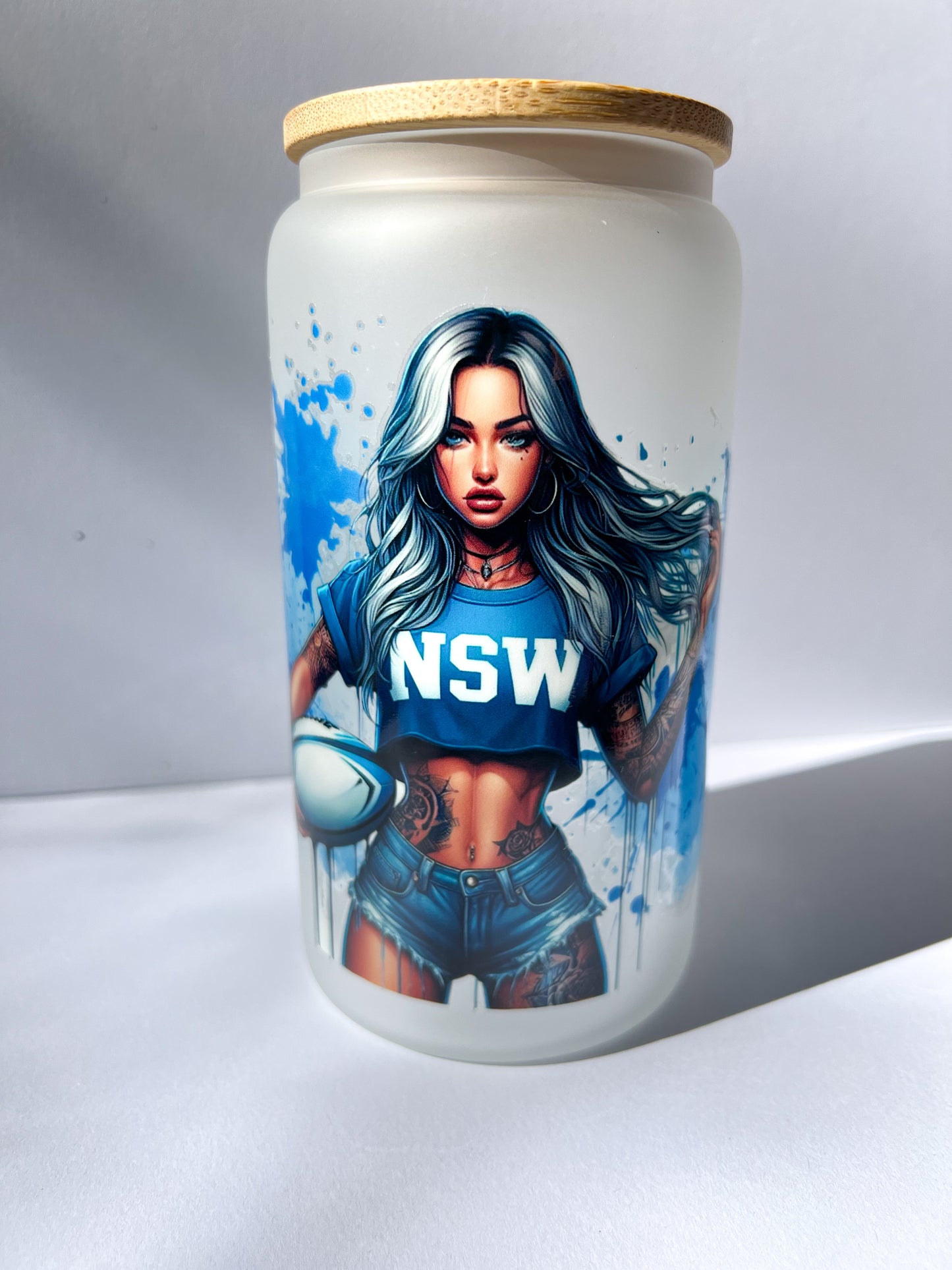 State of Origin Frosted Glass Cup NSW