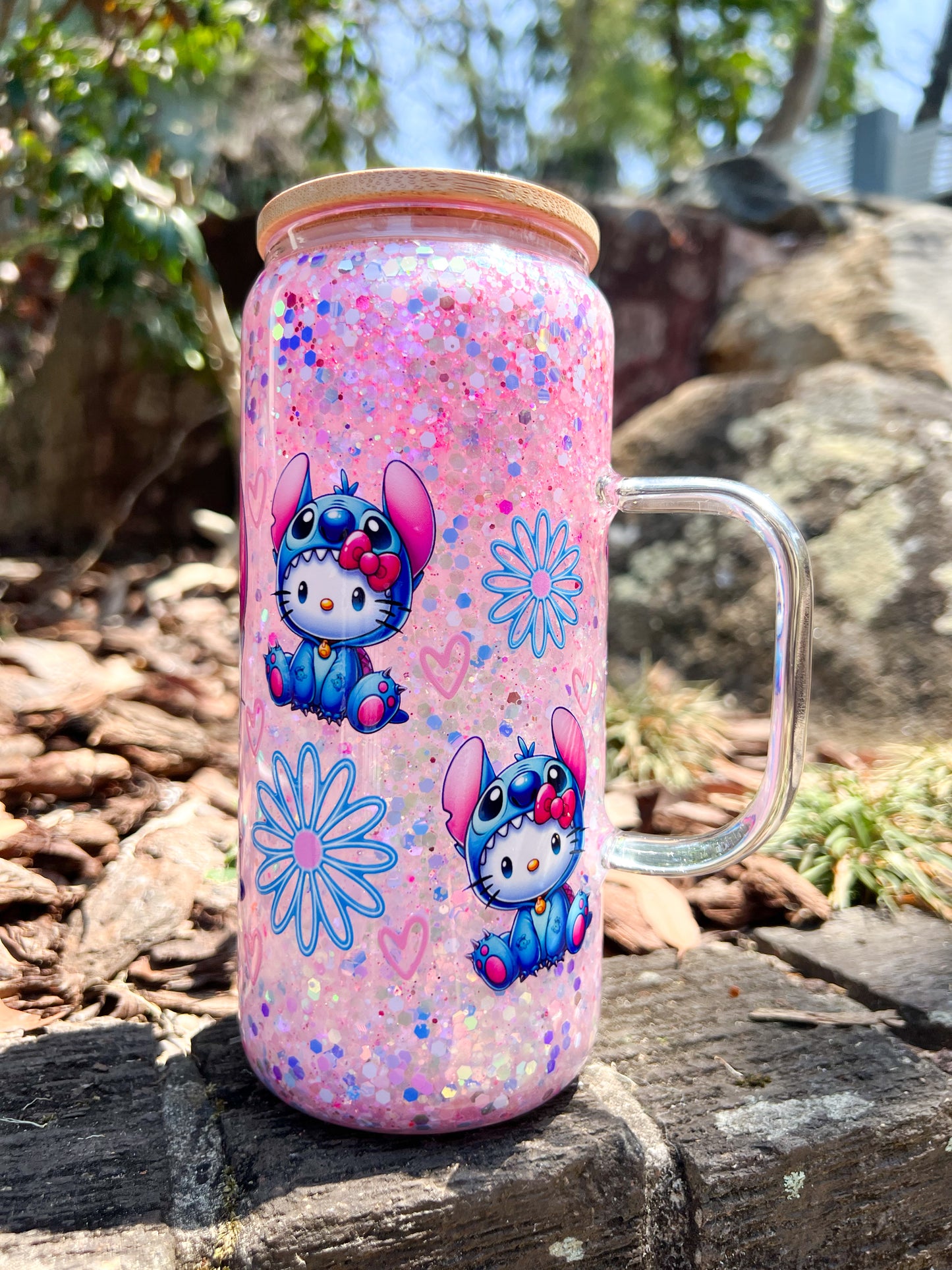 🌸 Sweet Ohana – Glitter Snow Globe