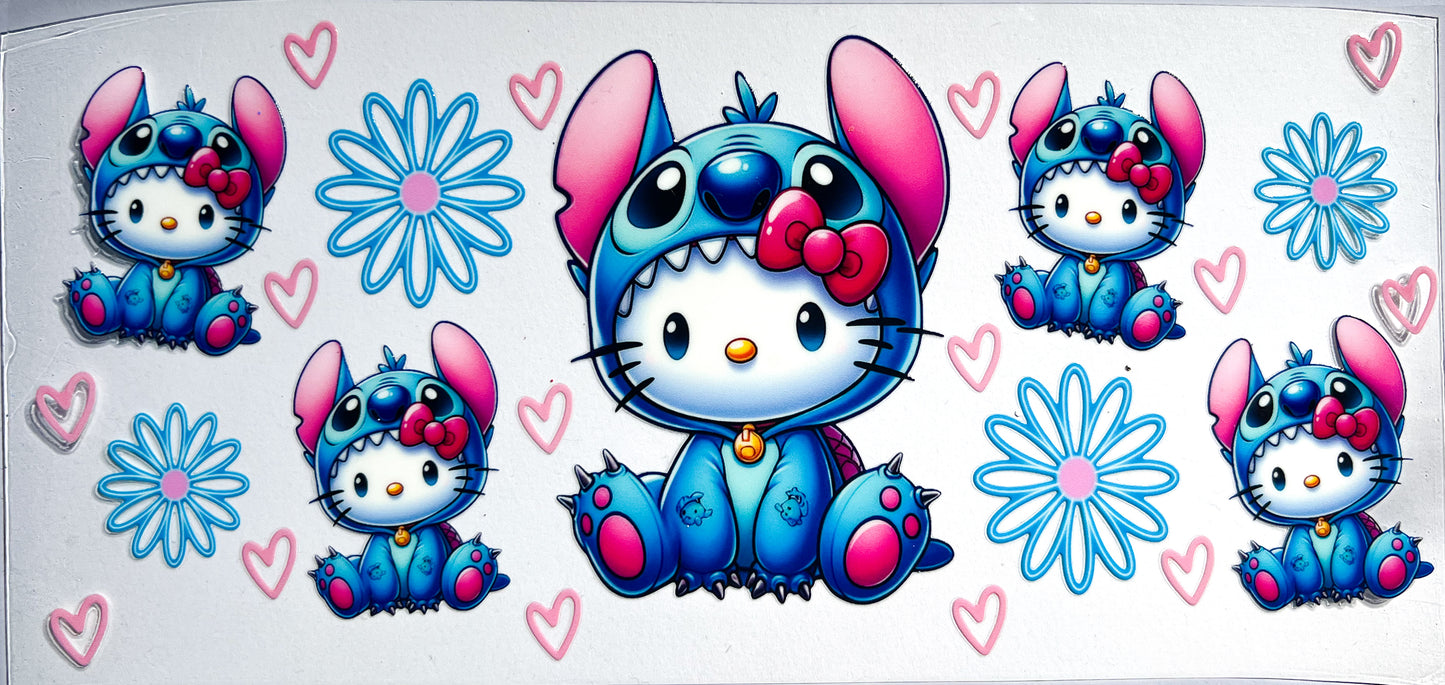 💙 Cute Blue & Pink Character Cup Wrap – UV DTF Decal