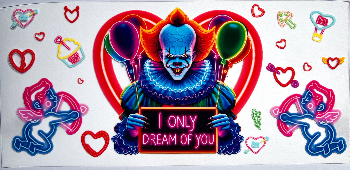 🎈 Creepy Valentine Clown 16oz UVDTF Wrap