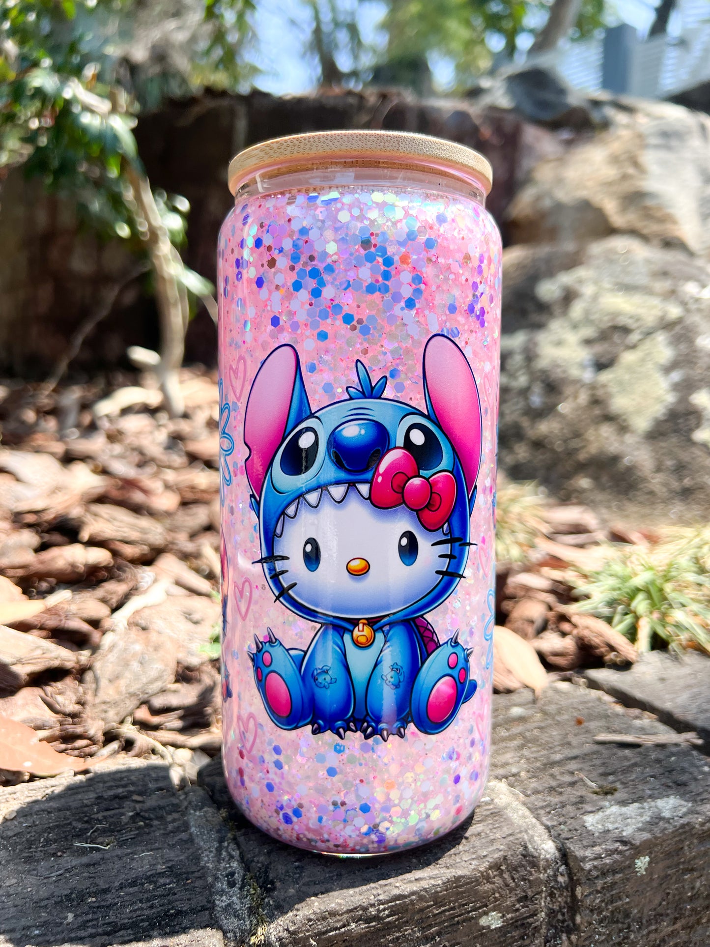 🌸 Sweet Ohana – Glitter Snow Globe