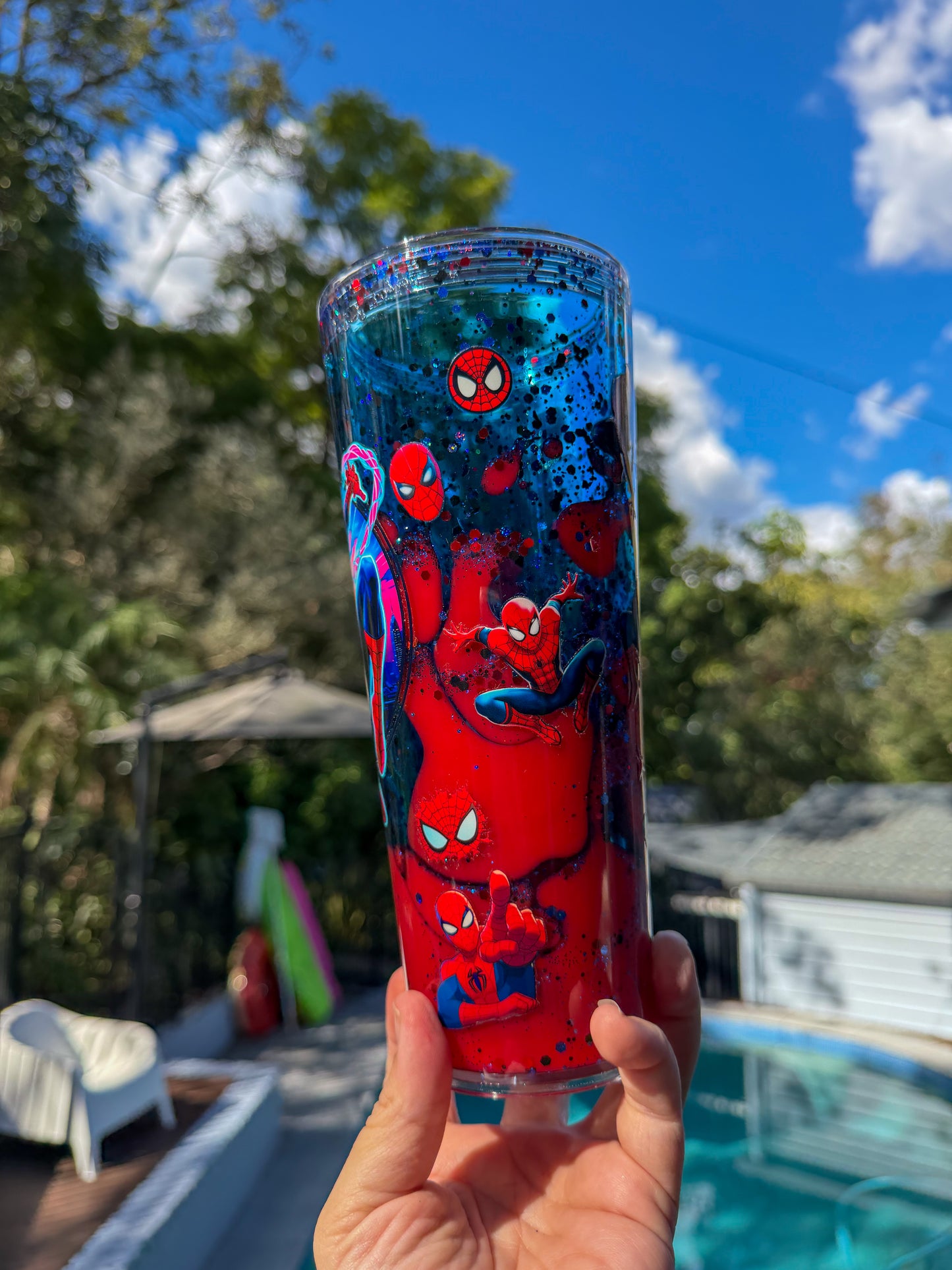 24oz Spider-Man Lava Drip Snow Globe Tumbler