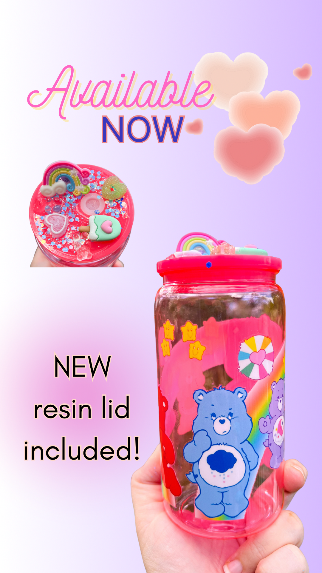 Care Bears Pink Plastic Tumbler 16oz