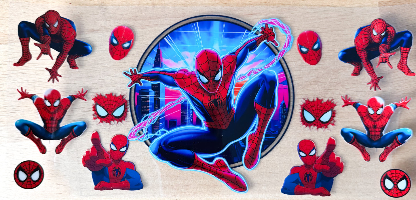 Neon Spider-Man City UV DTF Cup Wrap