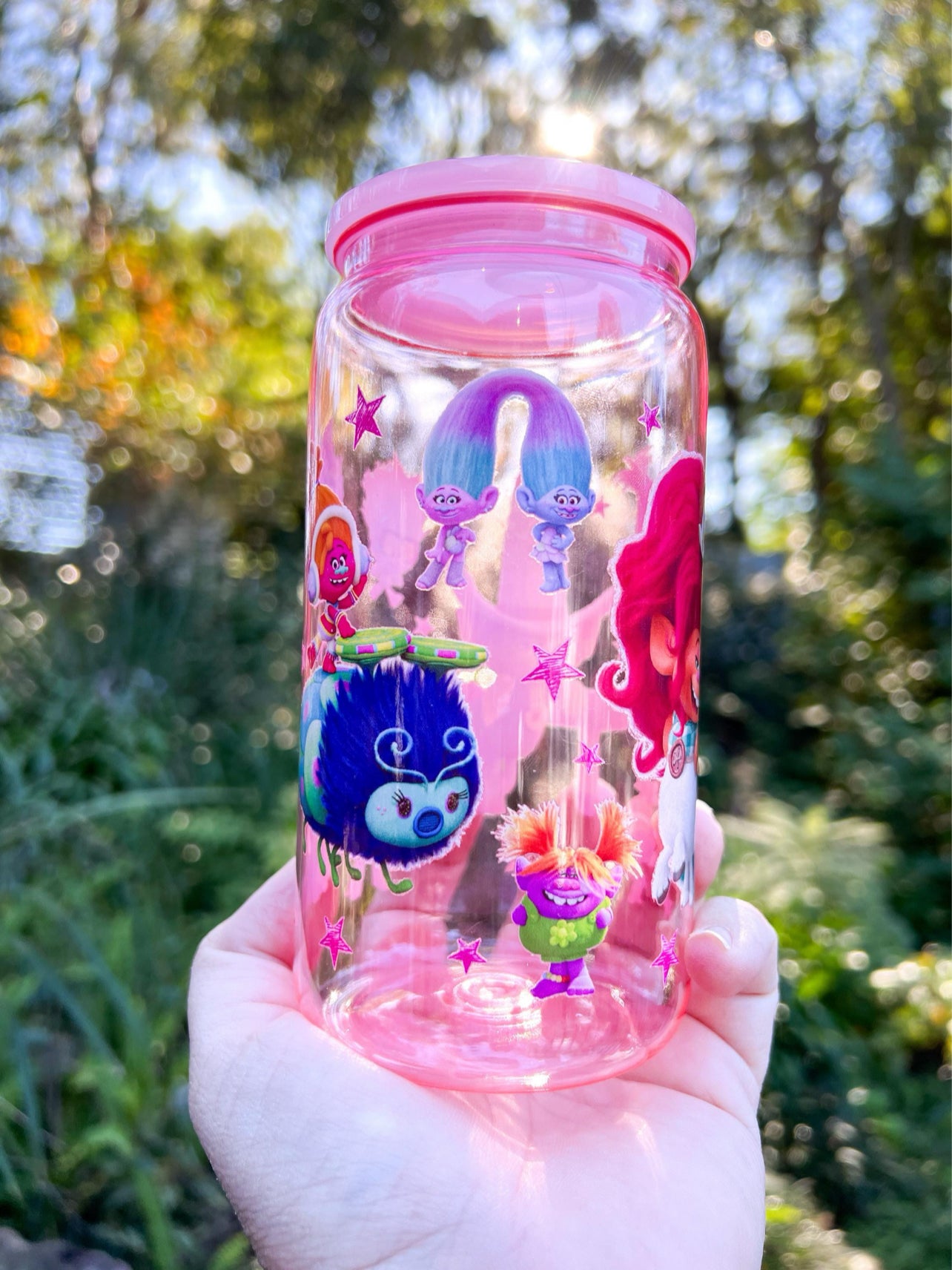 TROLLS Light Pink Plastic Tumbler 16oz