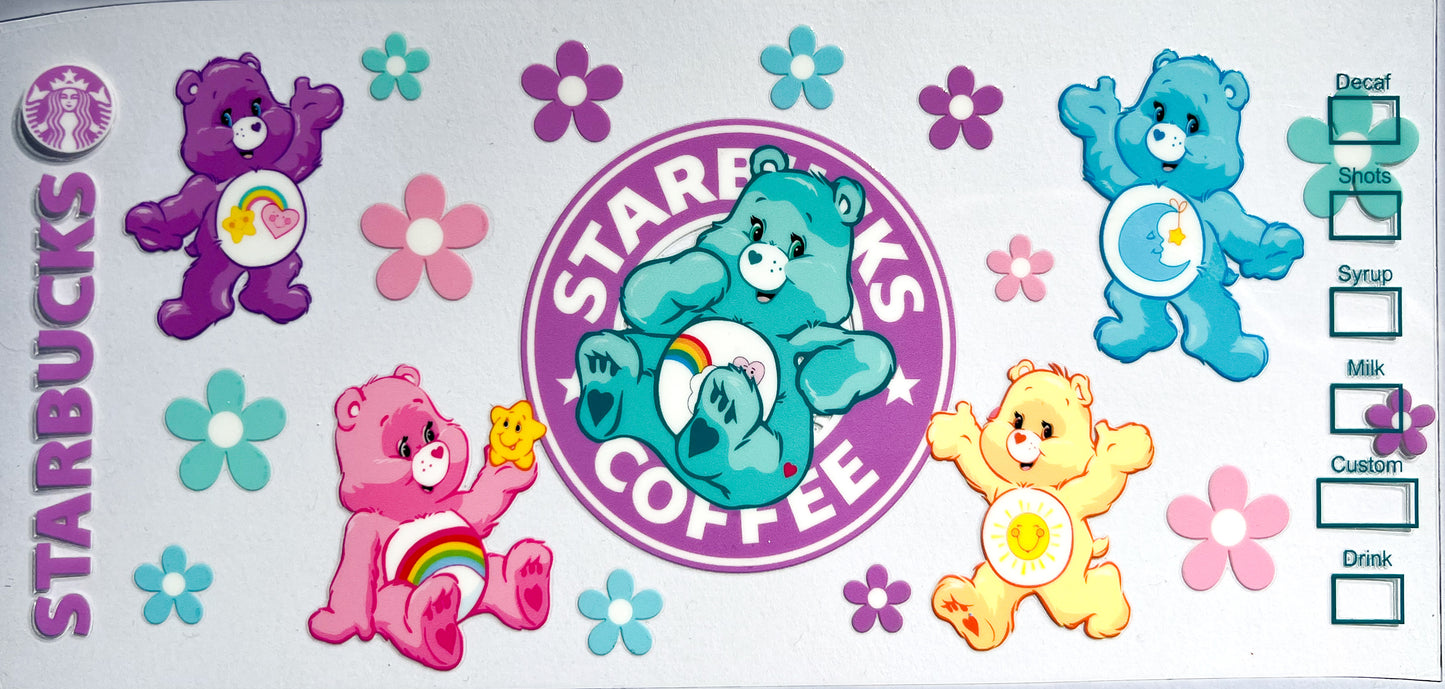 Cute sky Bears UV DTF 16oz CUP WRAP