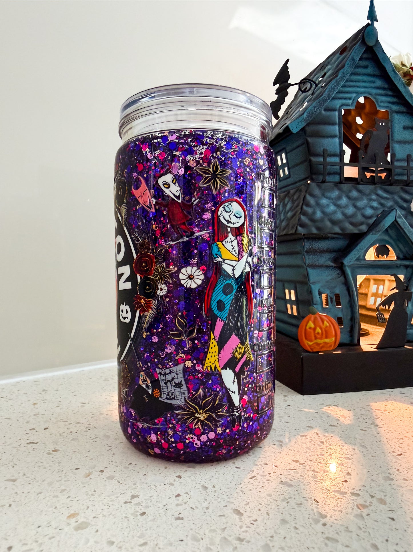 Skellington Inspired Snow Globe Tumbler