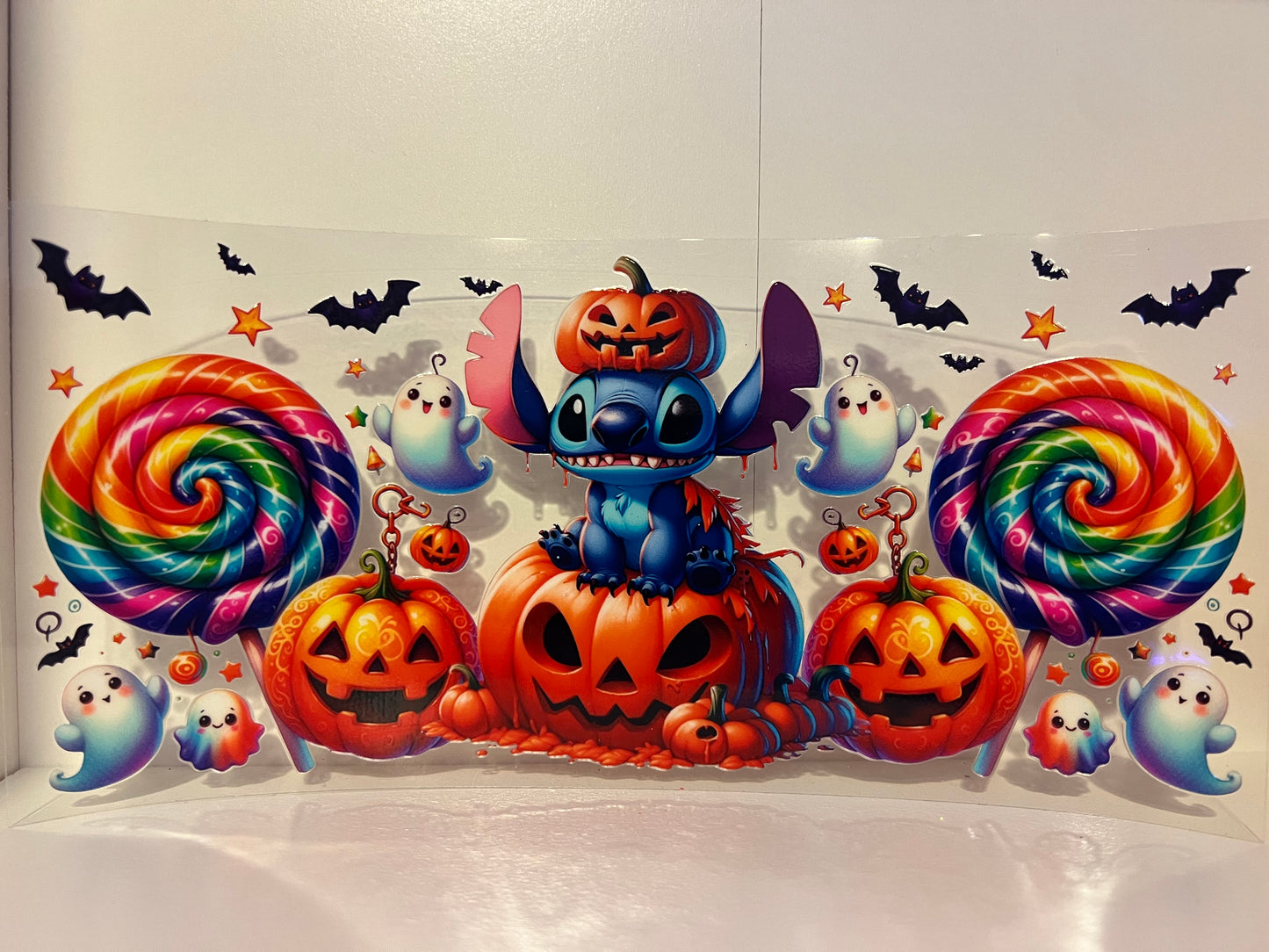 Candy Chaos Halloween Pumpkin Candy Cup Wrap UV DTF – To Suit 16oz Tumbler