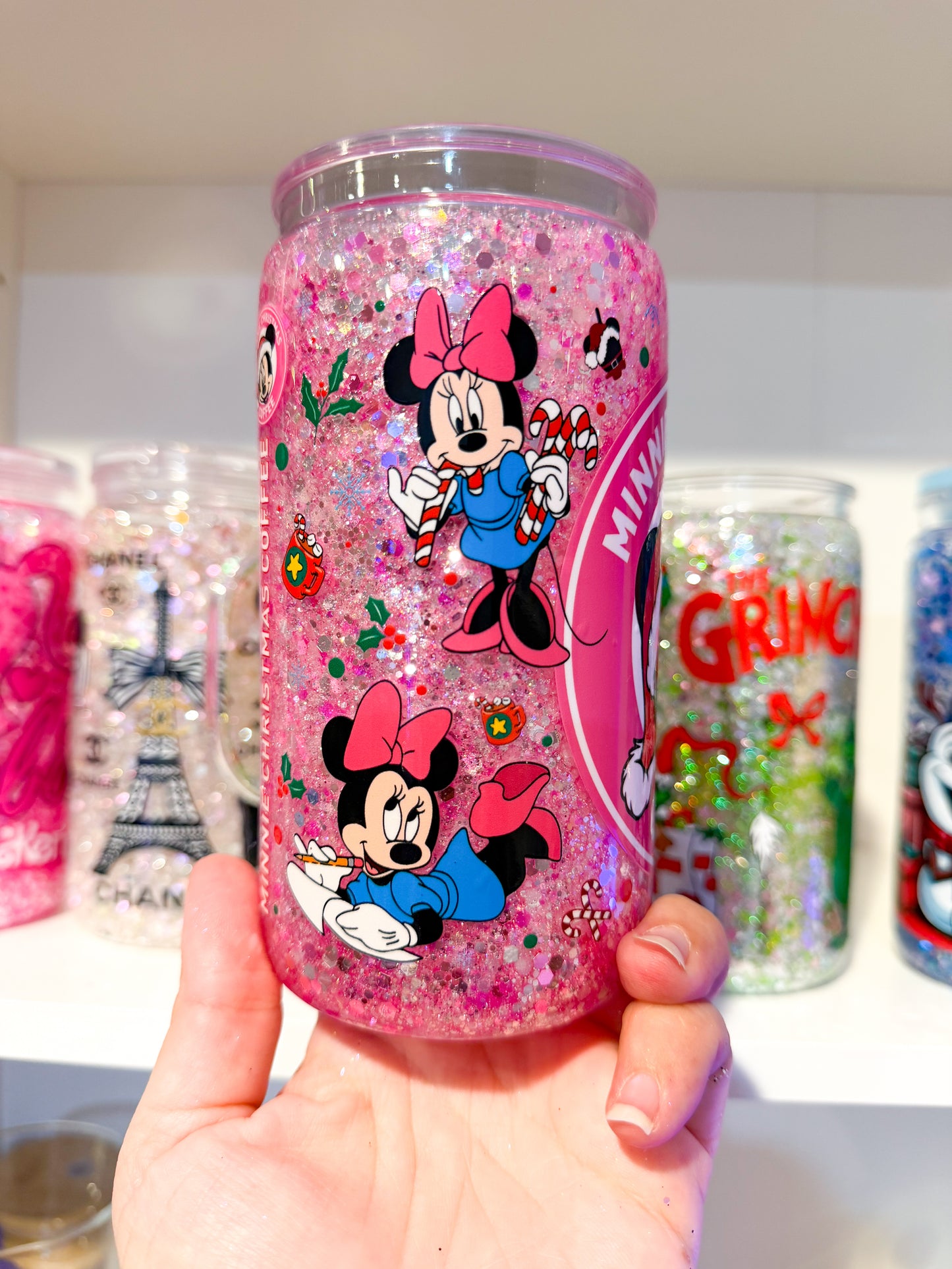 Pink Christmas Coffee 16oz Snow Globe