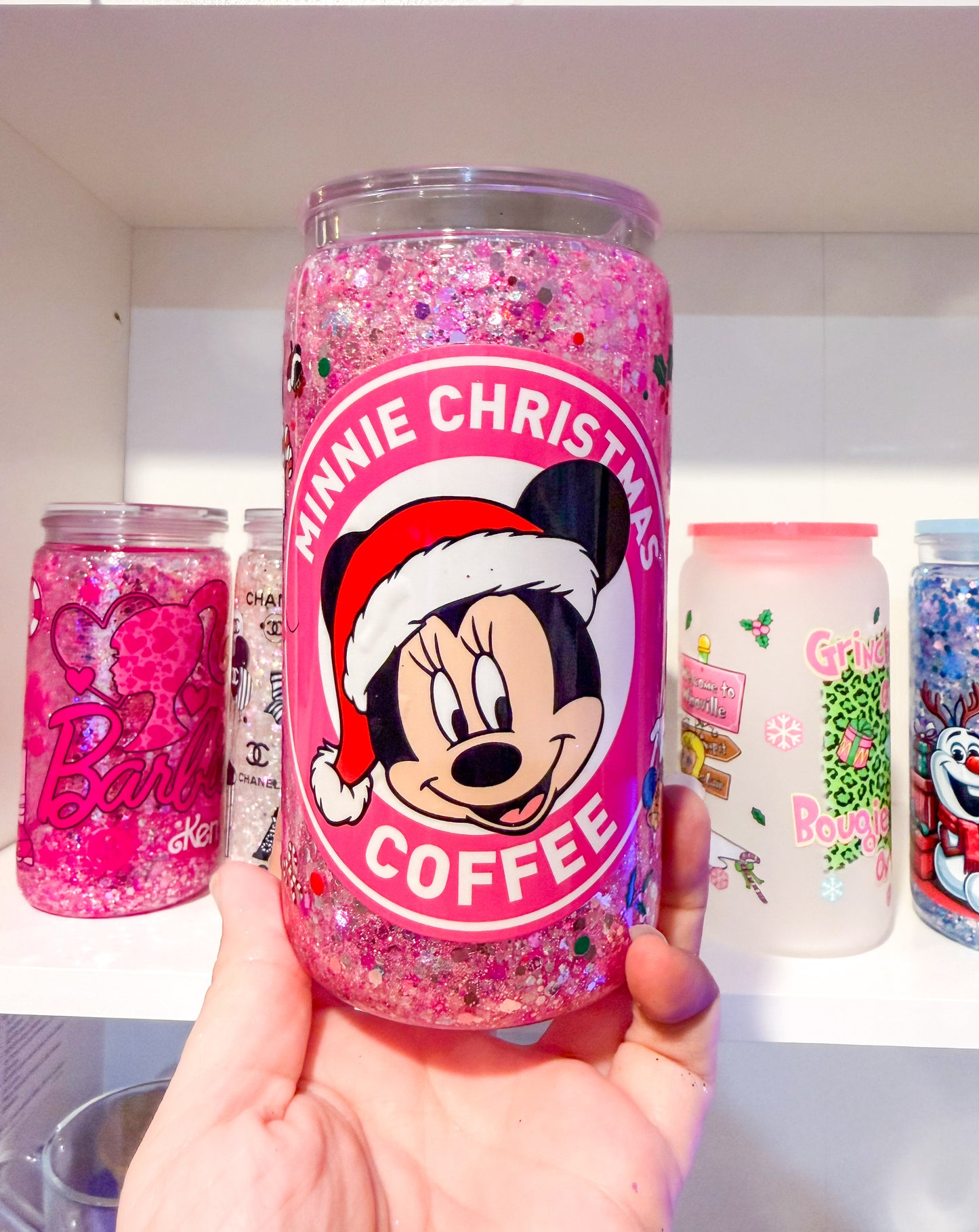 Pink Christmas Coffee 16oz Snow Globe