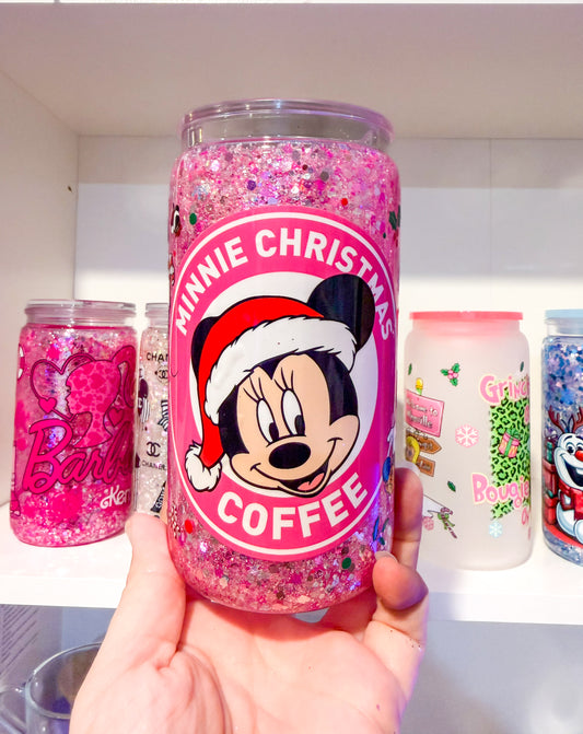 Pink Christmas Coffee 16oz Snow Globe