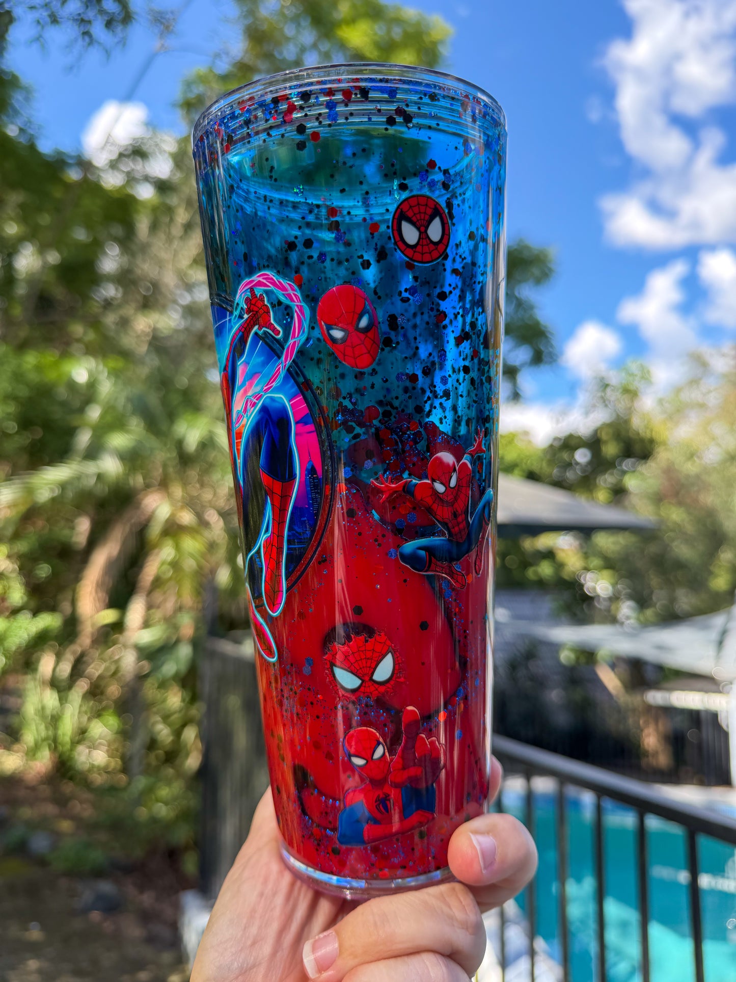 24oz Spider-Man Lava Drip Snow Globe Tumbler