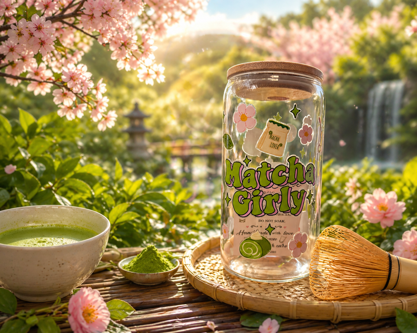🍵✨ Matcha Girly Glass Can Tumbler 16oz