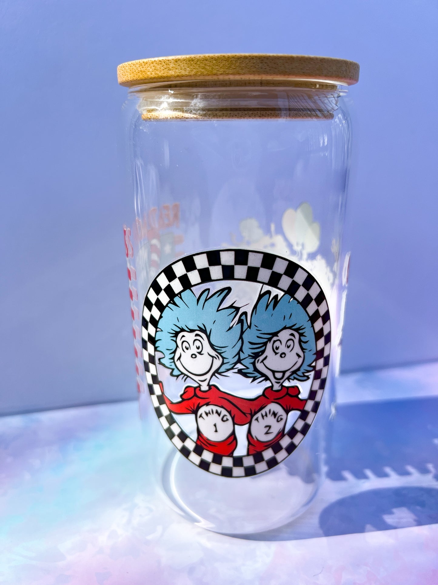 🎩✨ Dr. Seuss-Inspired Clear Glass Tumbler – 16oz