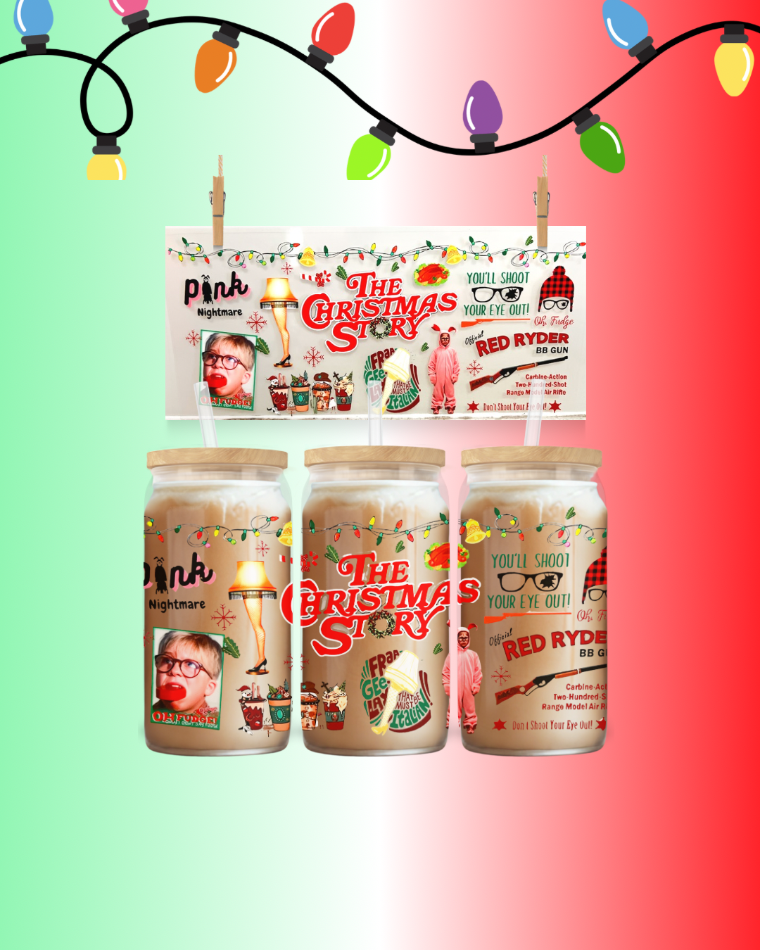 A Christmas Story Retro Movie UV DTF Cup Wrap – to suit 16oz tumbler
