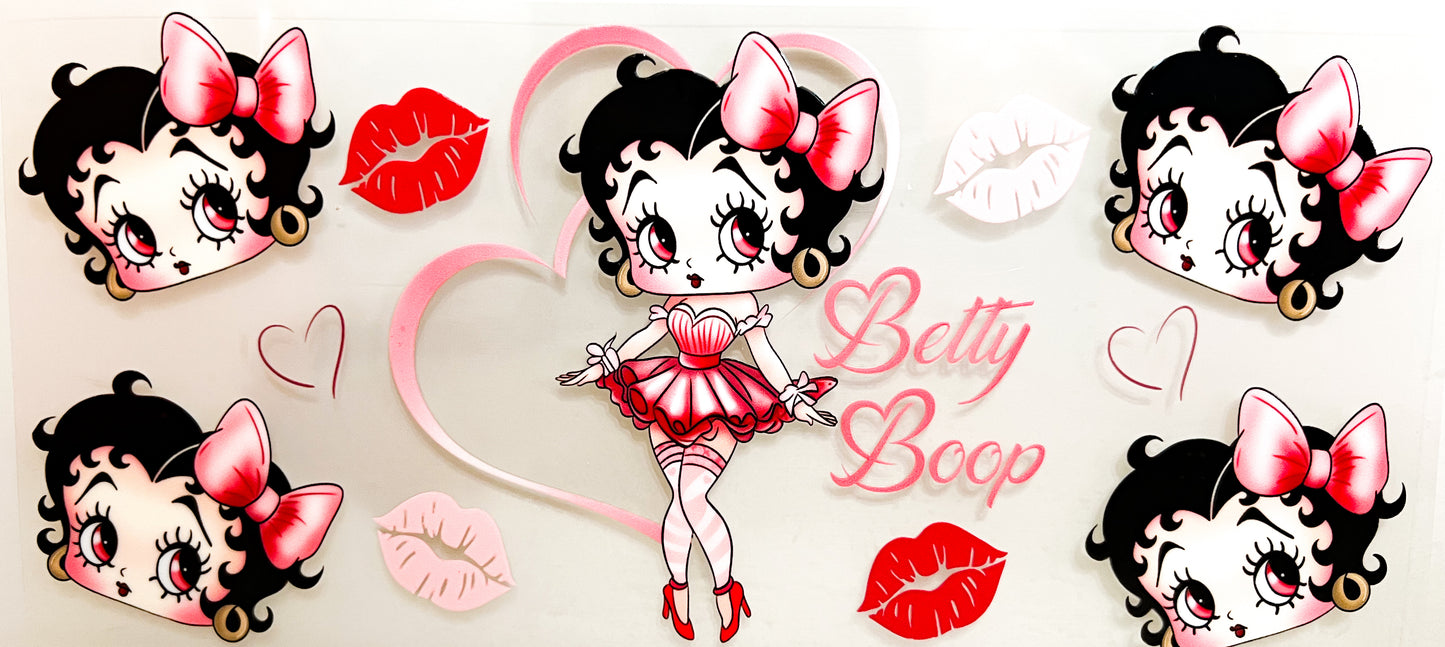 Pink Bow UV DTF Tumbler Wrap – Retro Kiss Design 💖