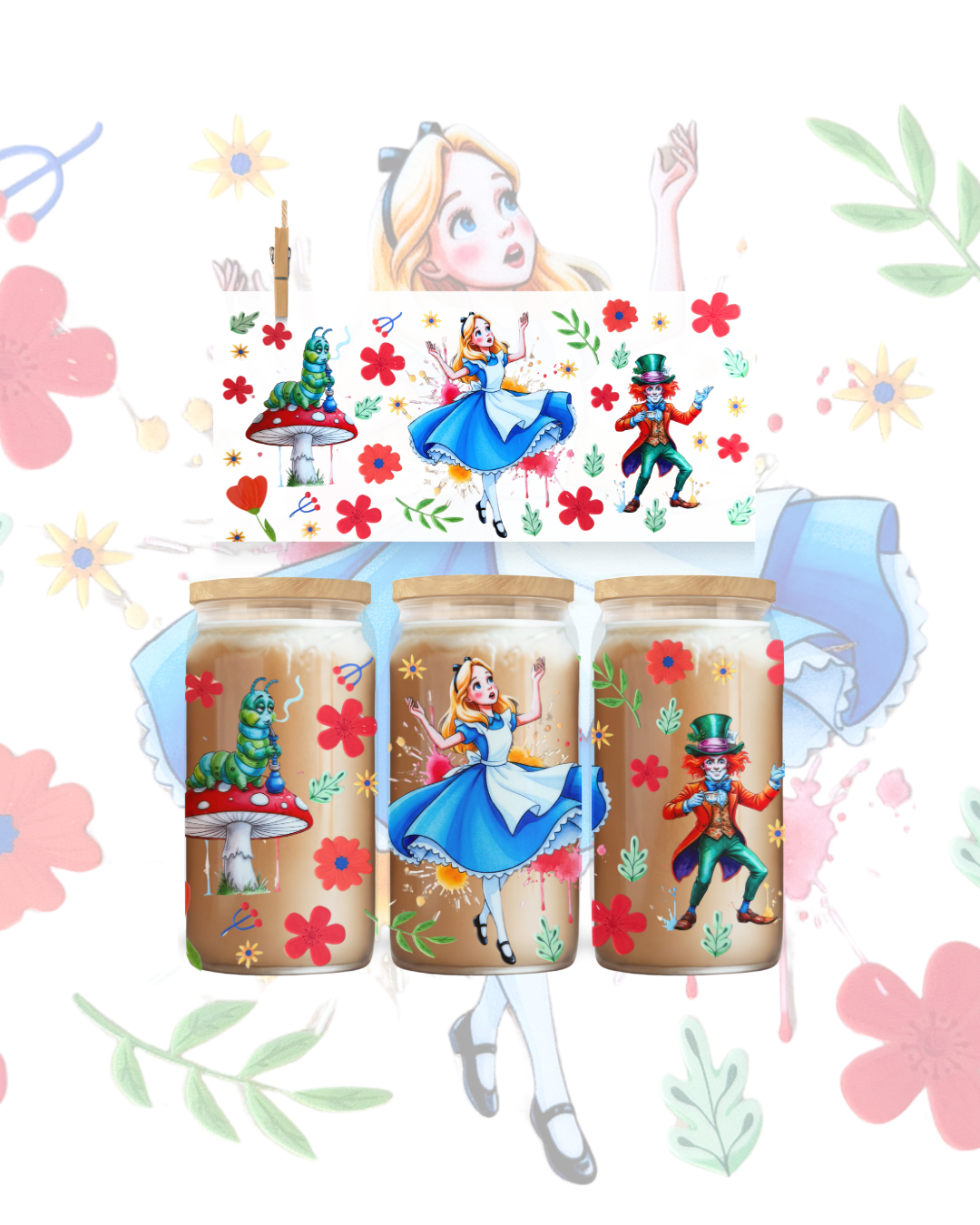 Wonderland Tea Party UV DTF Cup Wrap