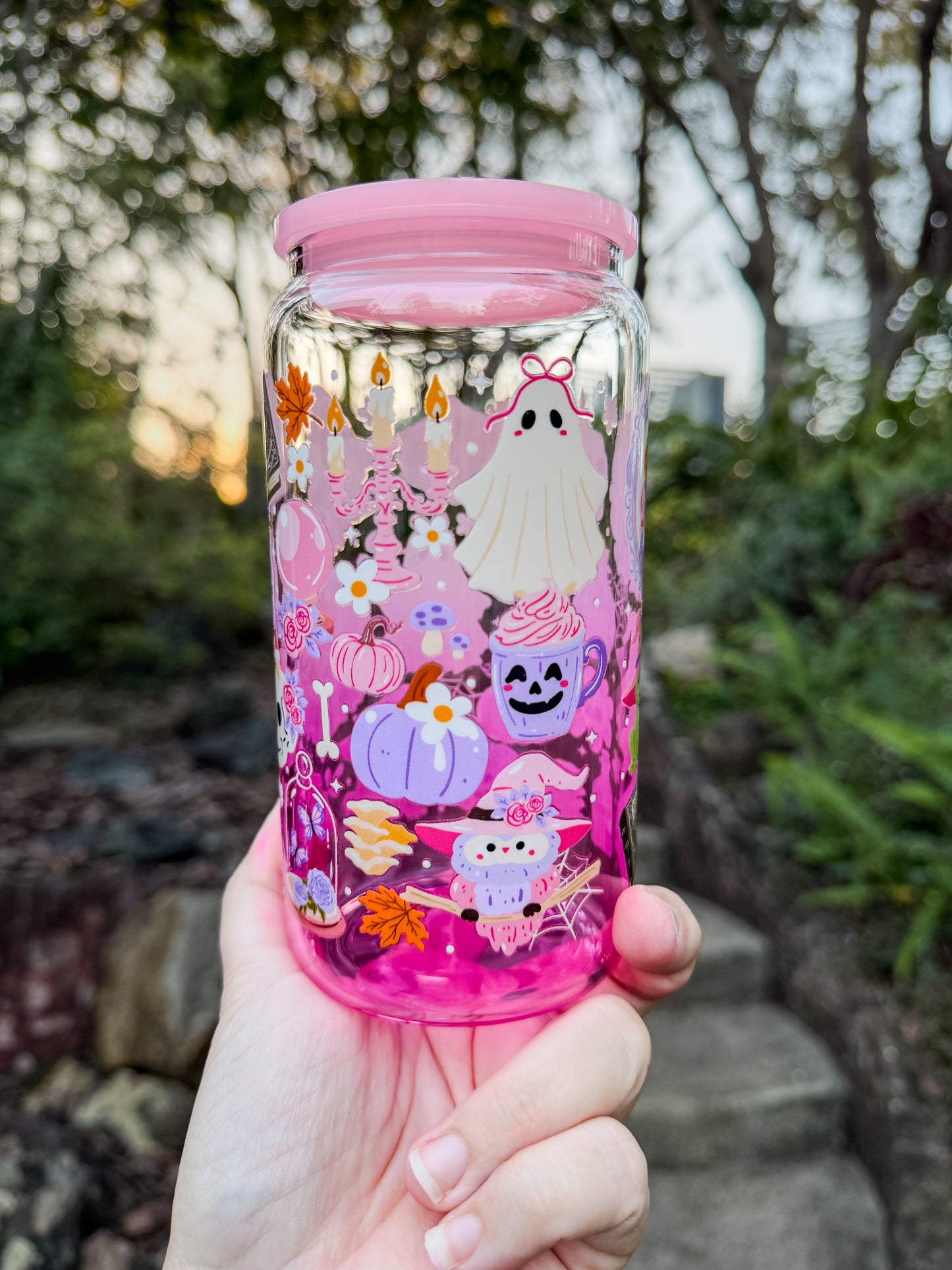 🌸 Pink Spooky & Sweet - Light Pink Ombré Glass