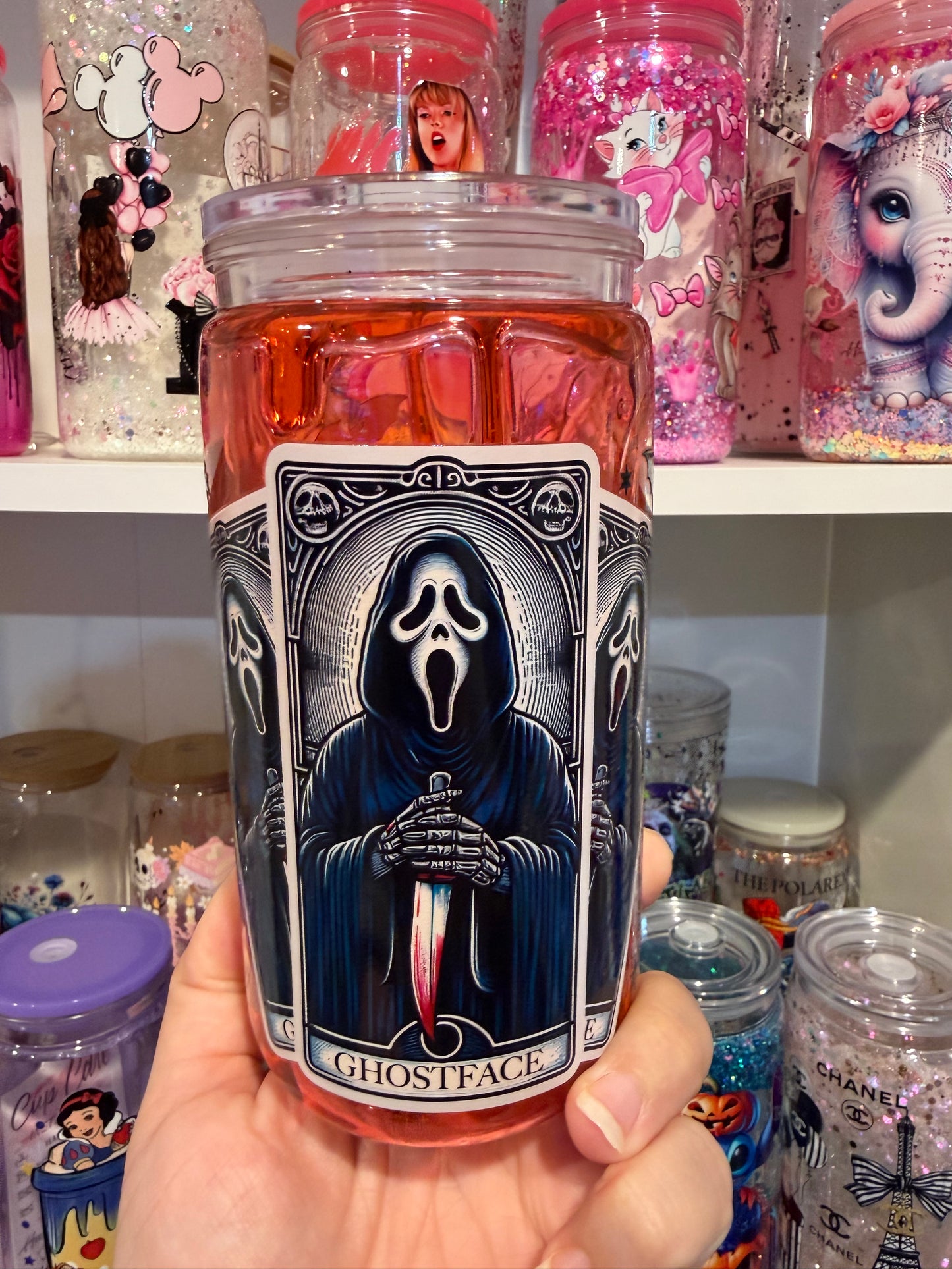 Blood Drip Cup Ghostface – Spooky Horror 16oz Acrylic Tumbler