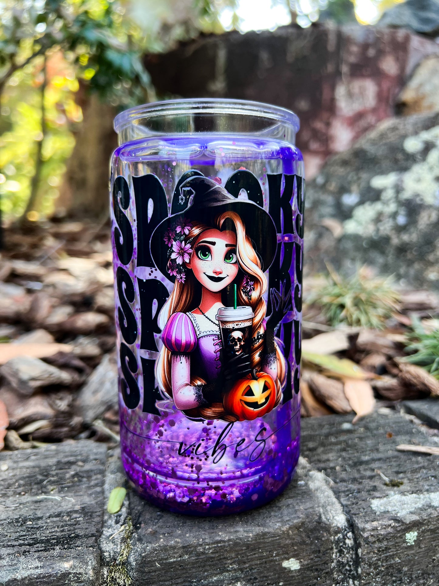 Princess with the long hair - 16oz lava drip snow globe cup