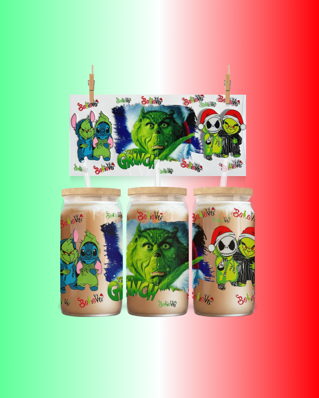 Believe in Christmas UV DTF Cup Wrap – to suit 16oz tumbler