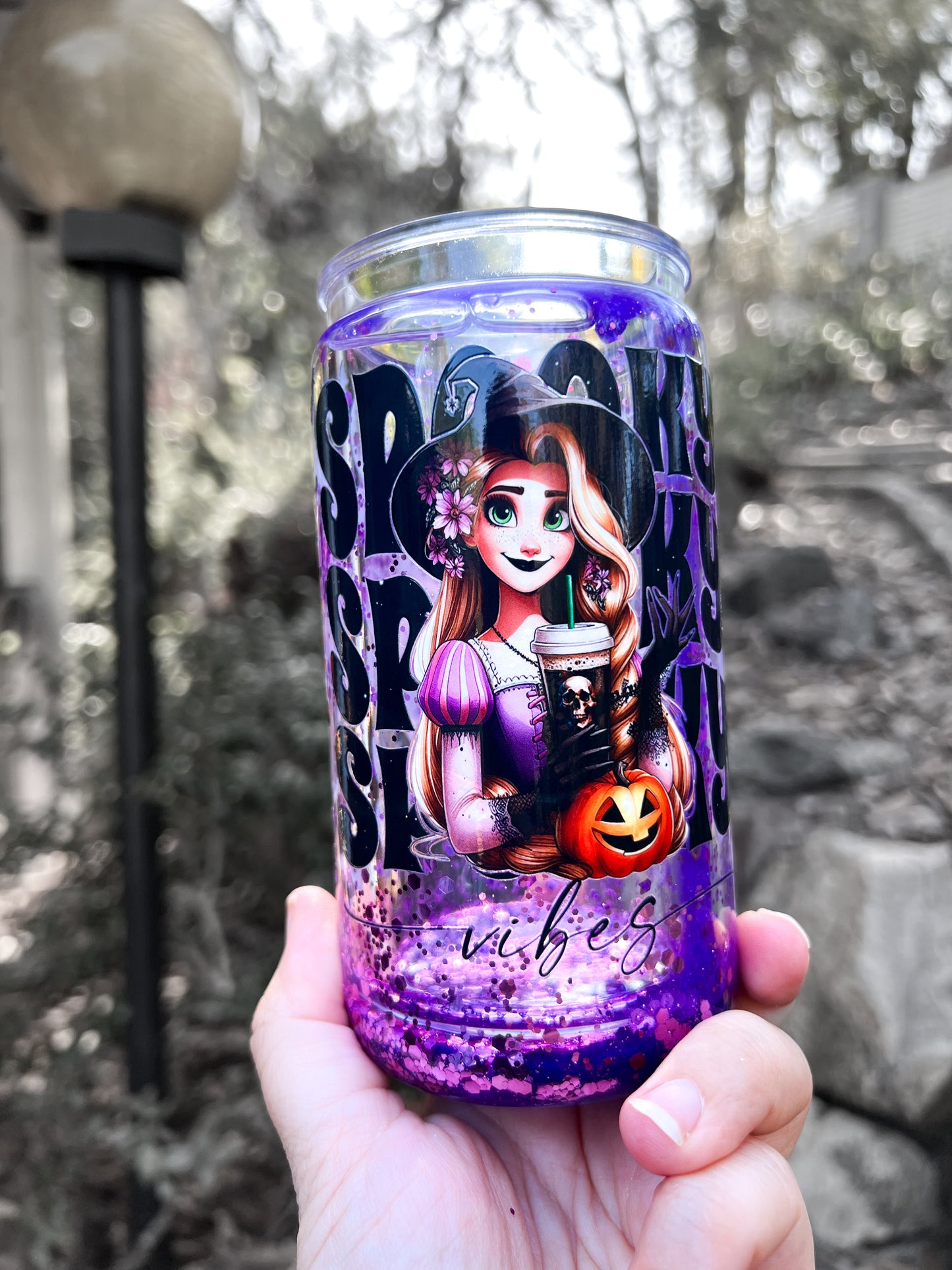 Princess with the long hair - 16oz lava drip snow globe cup