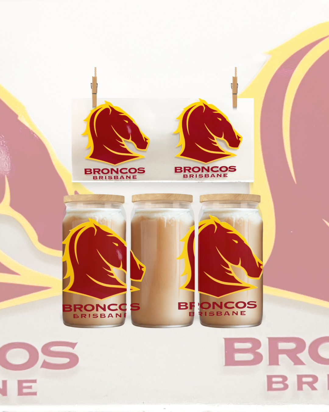🐴 Brisbane Broncos Pride – UVDTF Cup Wrap to Suit 16oz Glass Can