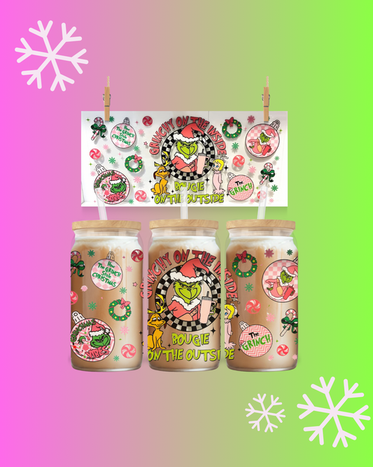 Bougie Grinch Christmas UV DTF Cup Wrap – to suit 16oz tumbler