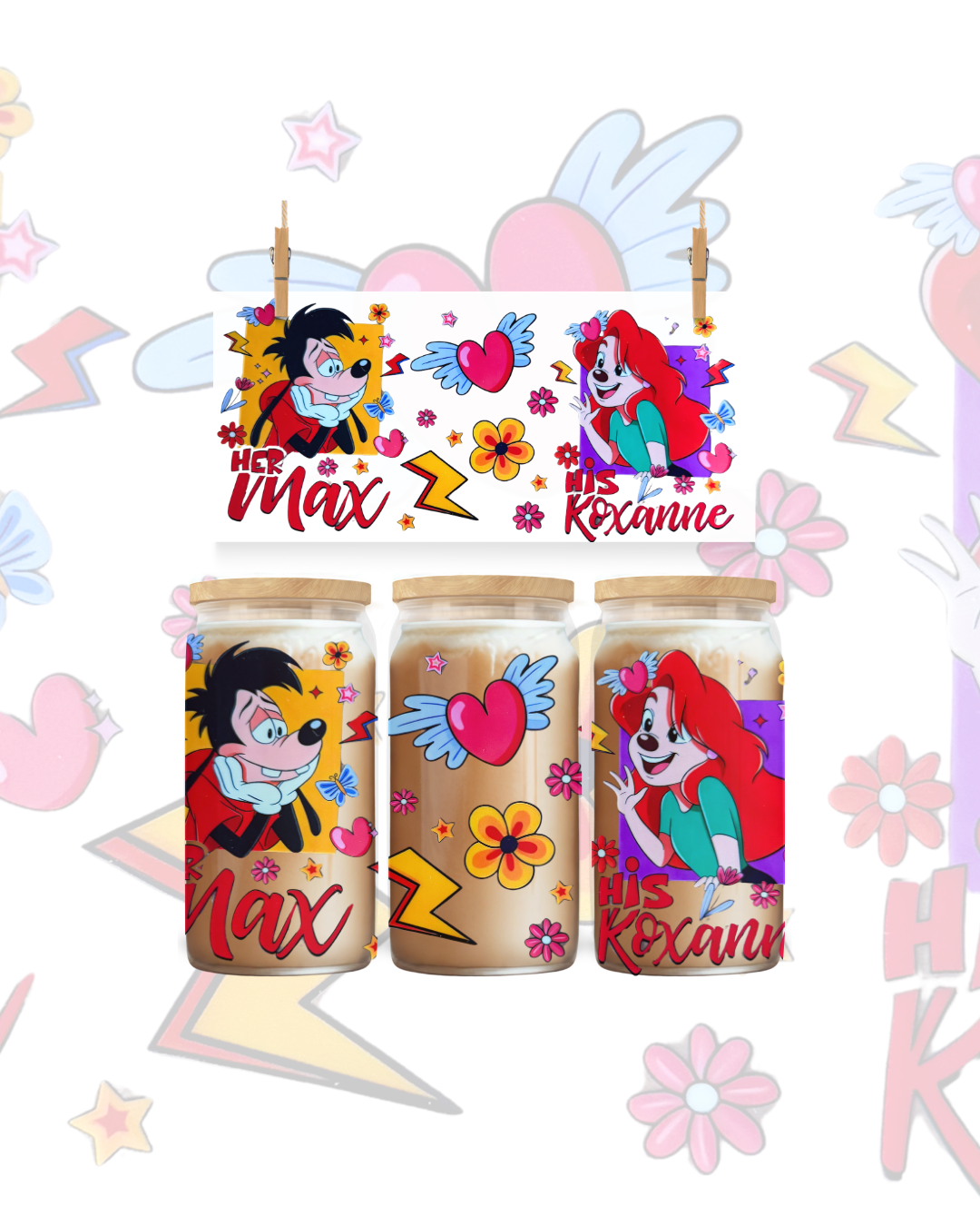 💘 Cartoon Crush Love UV DTF Cup Wrap – 16oz ⭐