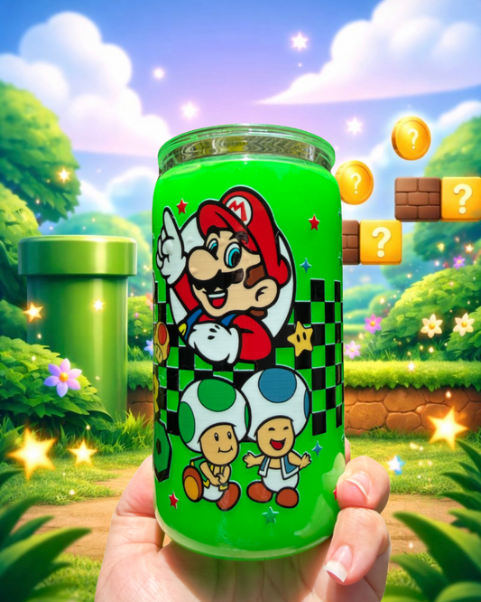 Super Mario Classic Game World Snow Globe Cup - 16oz Acrylic Tumbler
