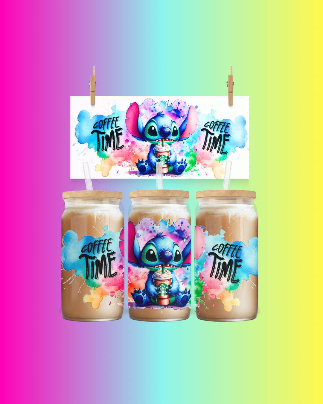 🌈 Color Splash Coffee Time 16oz UVDTF Wrap
