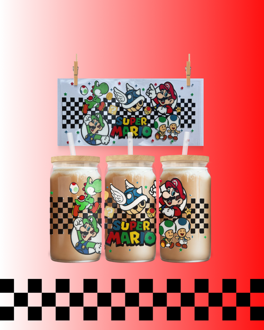 Gamer Cup Wrap | Mario Kart Inspired Glass Can Wrap for Tumblers