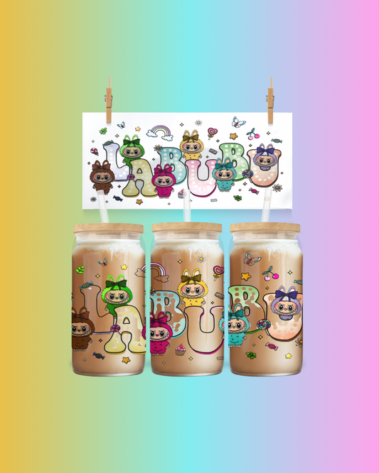 🌈 Cute Pastel Character Cup Wrap – UV DTF Decal