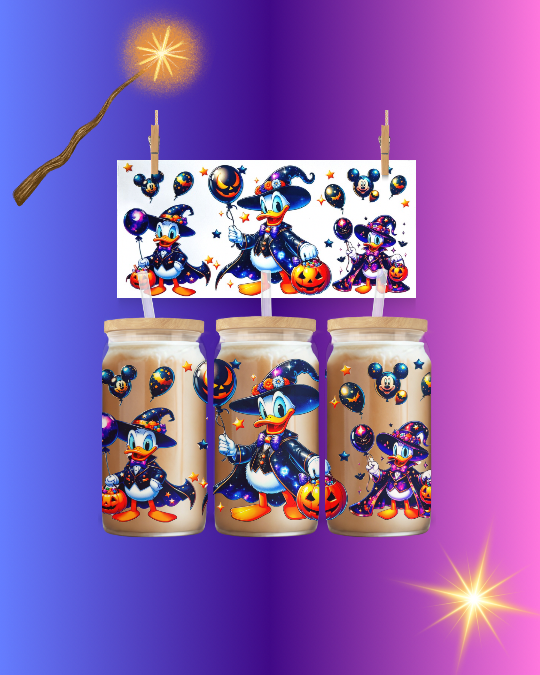 🧙‍♂️ Spooky Wizard Duck Halloween Cup Wrap UV DTF