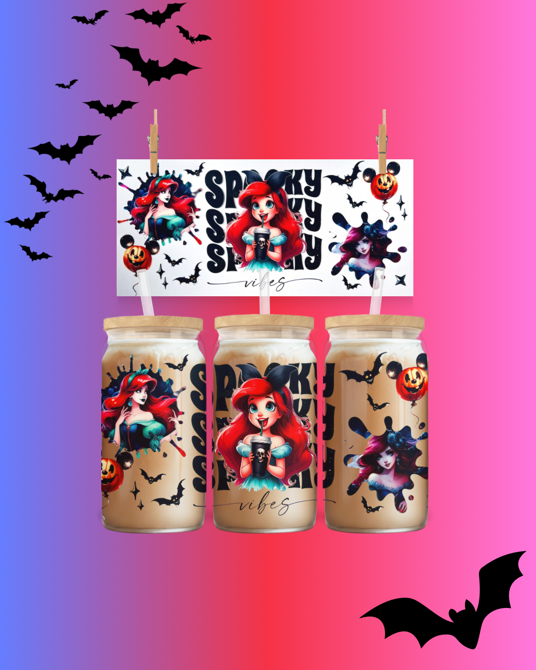 🕸️ Haunted Mermaid Halloween Cup Wrap UV DTF