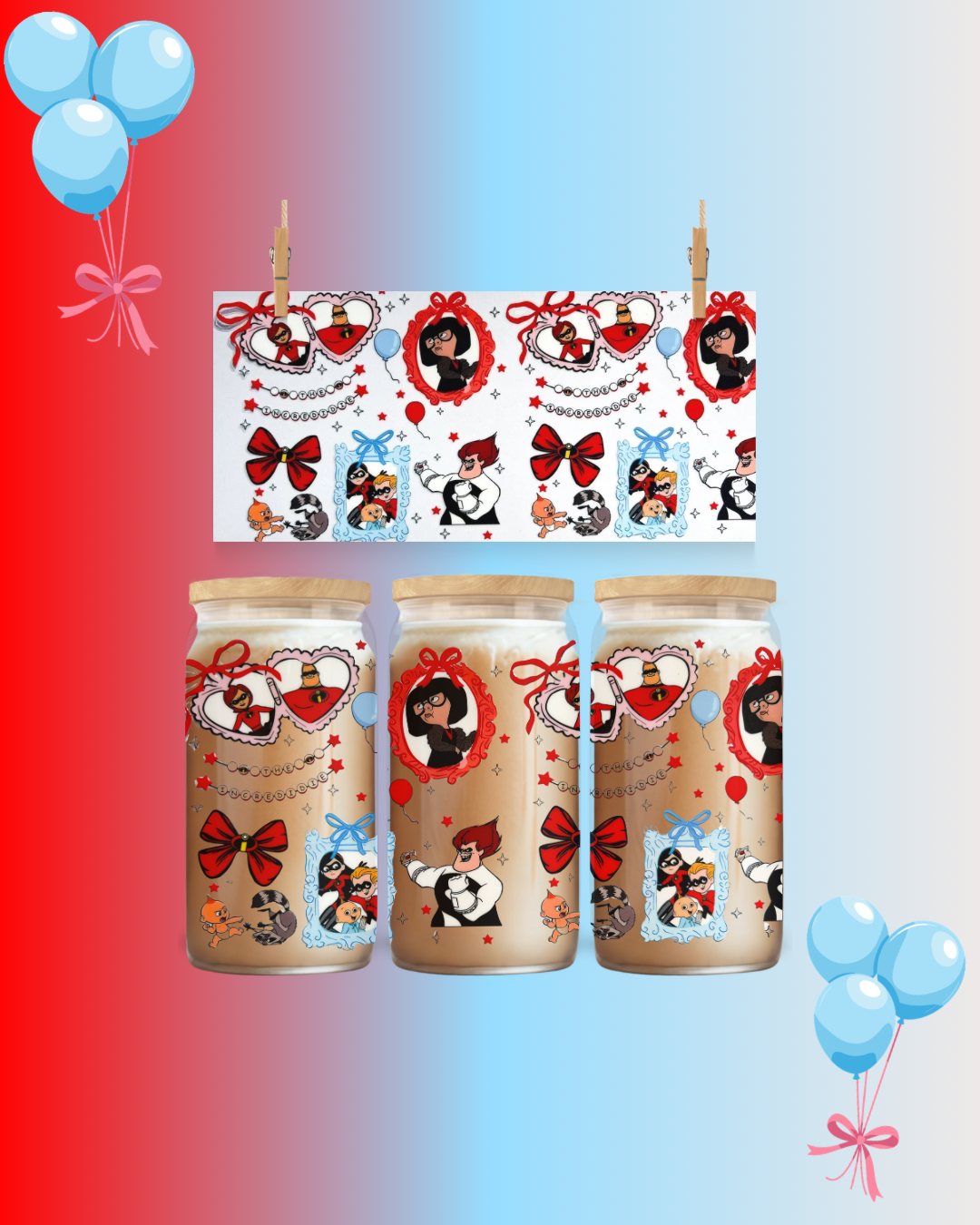Super Family Cup Wrap UV DTF – To Suit 16oz Tumbler
